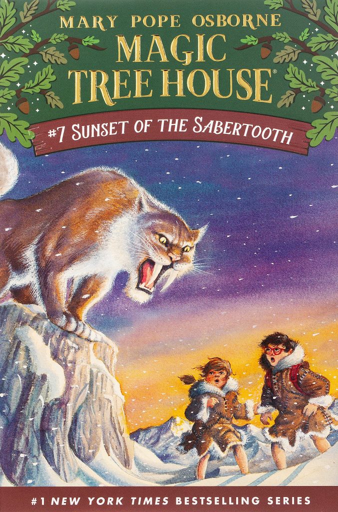 book cover: Sunset of the Sabertooth by Mary Pope Osborne