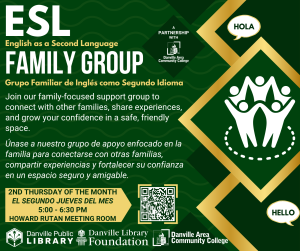 ESL Family Group meets the 2nd Thursday of each month at 5 PM.